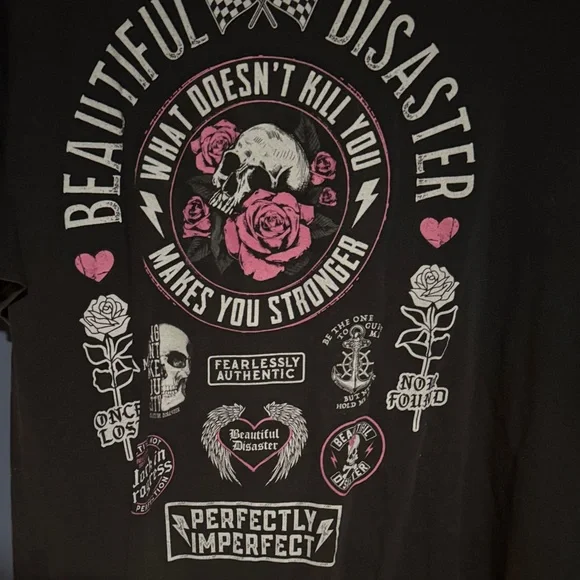 Beautiful Disaster Women's Black Short Sleeve Tee - Picture 2 of 2